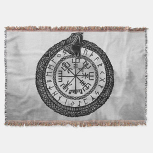 Vegvisir med Ouroboros och runda - gråskala Filt
