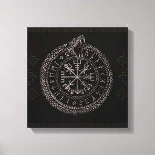 Vegvisir med Ouroboros och runes Canvastryck