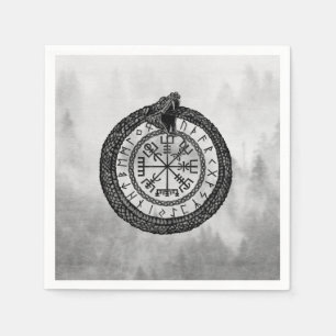 Vegvisir med Ouroboros och runor - gråton Pappersservett