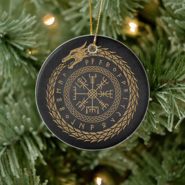 Vegvisir Nordisk Orm Run Cirkel Design Julgransprydnad Keramik (Träd)