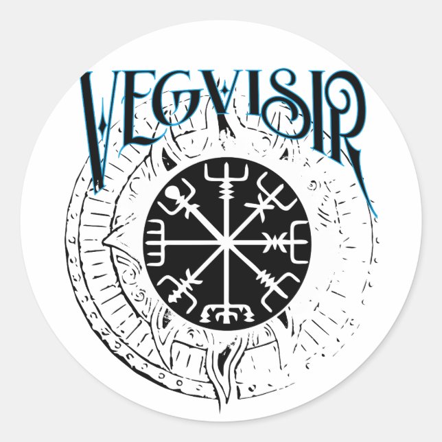 Vegvisir nordiska patfinderkompass runt klistermärke (Framsida)