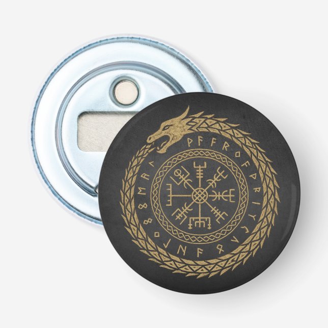 Vegvisir Norse Orm Run Cirkel Design Flasköppnare (Framsidan)