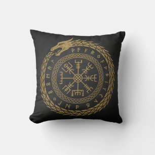 Vegvisir Norse Orm Run Cirkel Design Kudde
