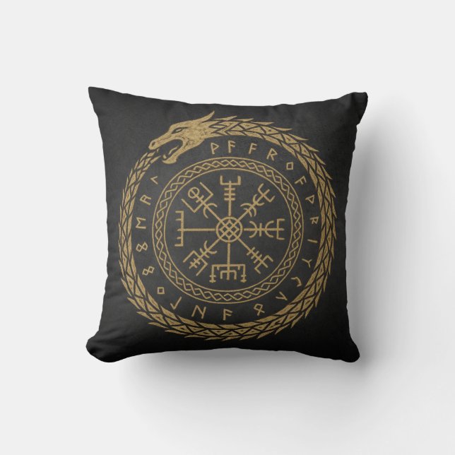 Vegvisir Norse Orm Run Cirkel Design Kudde (Framsida)