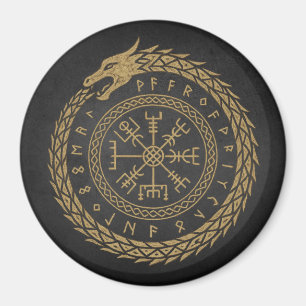 Vegvisir Norse Orm Run Cirkel Design Magnet