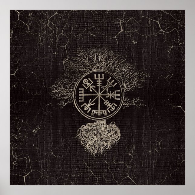 Vegvisir och Livets träd-Yggdrasil Poster (Framsidan)