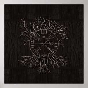 Vegvisir och Livets träd Yggdrasil Poster