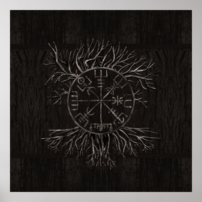 Vegvisir och Livets träd Yggdrasil Poster (Framsidan)