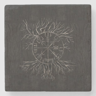 Vegvisir och livets träd Yggdrasil Stenunderlägg