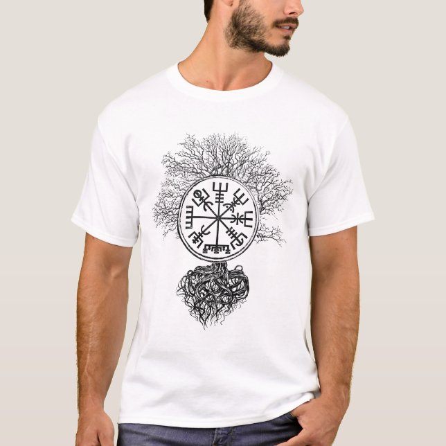 Vegvisir och livets träd - Yggdrasil T Shirt (Framsida)