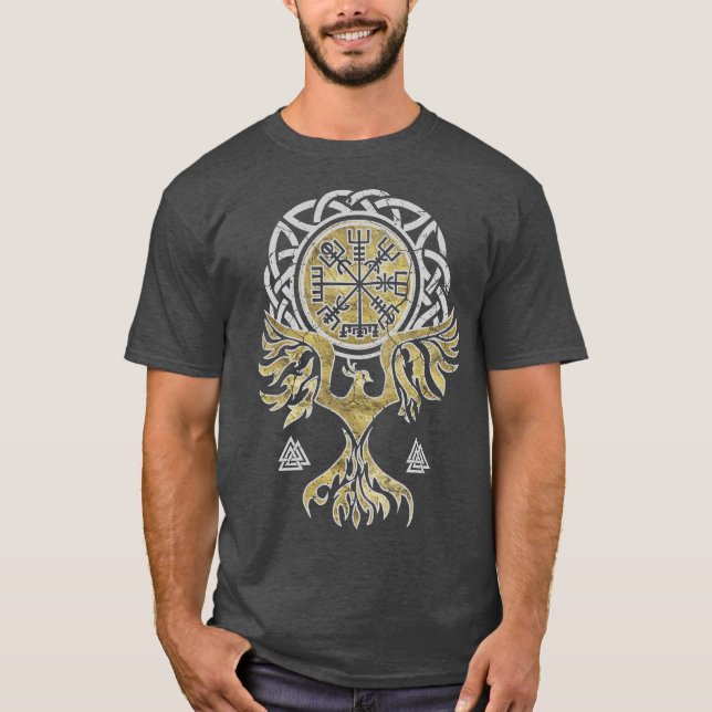 Vegvisir och Phoenix fågel T Shirt (Framsida)