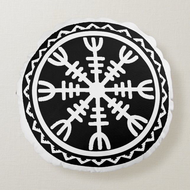 Vegvisir Protection Compass Pillow Rund Kudde (Framsidan)
