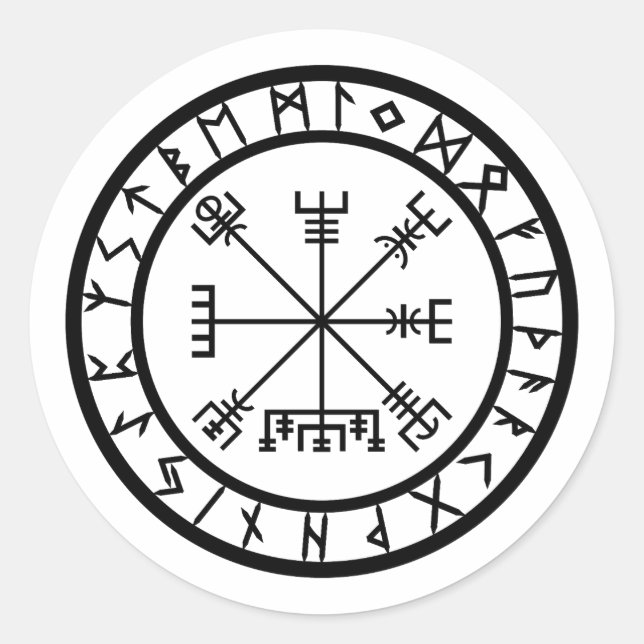 Vegvisir - Rune Circle Runt Klistermärke (Framsida)