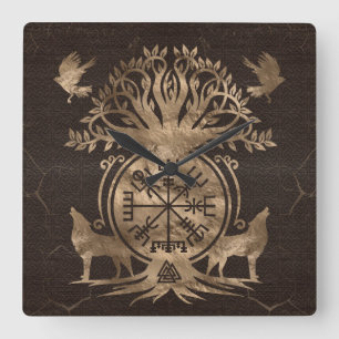 Vegvisir - Viking Compass Ornament Fyrkantig Klocka
