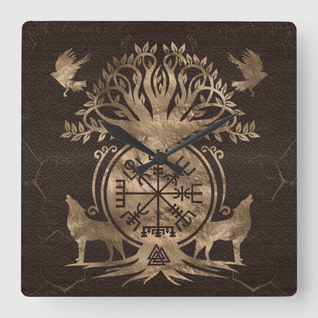 Vegvisir - Viking Compass Ornament Fyrkantig Klocka (Framsida)