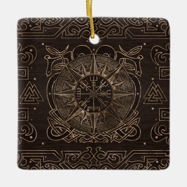 Vegvisir - Viking Compass-ornament Julgransprydnad Keramik (Framsida)