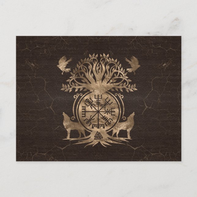 Vegvisir - Viking Compass Ornament Vykort (Framsida)