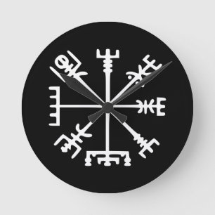 Vegvísir (Viking Compass) Rund Klocka