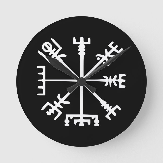Vegvísir (Viking Compass) Rund Klocka (Framsida)