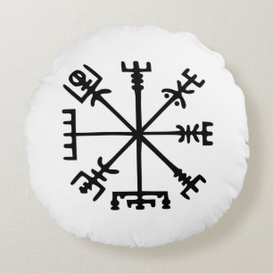 Vegvísir (Viking Compass) Rund Kudde