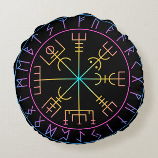 Vegvisir Viking Compass Symbol Design Rund Kudde
