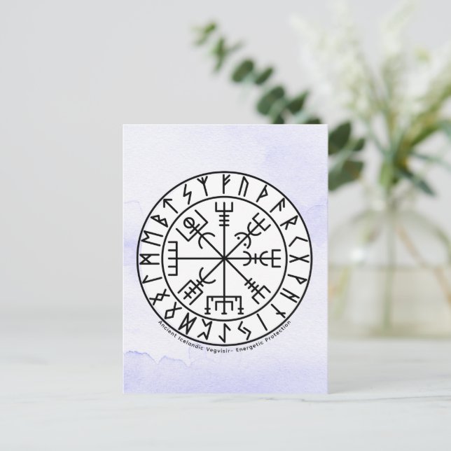 Vegvisir Viking Compass Symbol Design Vykort (Stående Fram)