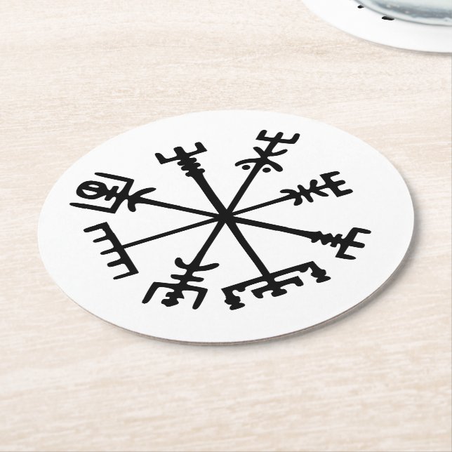 Vegvísir (Viking Compass) Underlägg Papper Rund (Vinklad)