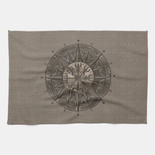 Vegvisir - Viking kompass - beige läder och guld Kökshandduk