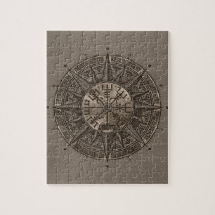 Vegvisir - Viking kompass - beige läder och guld Pussel