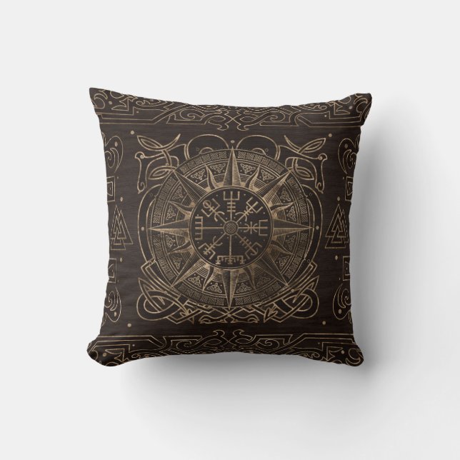 Vegvisir - Viking Kompass Ornament Kudde (Framsida)
