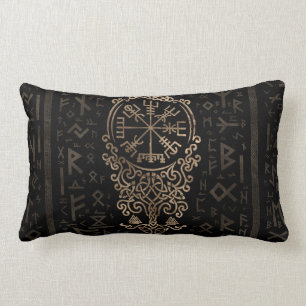 Vegvisir - Viking kompass på det Futhark mönster Lumbarkudde
