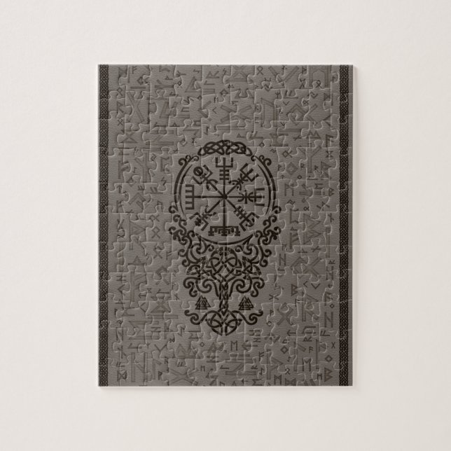 Vegvisir - Viking kompass på det Futhark mönster Pussel (Vertikal)