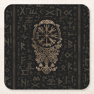 Vegvisir - Viking kompass på det Futhark mönster Underlägg Papper Kvadrat