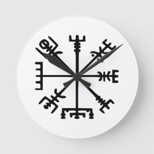 Vegvísir (Viking kompass) Rund Klocka
