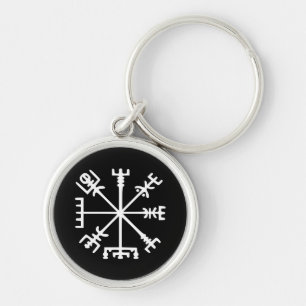 Vegvísir (Viking kompass) Rund Silverfärgad Nyckelring