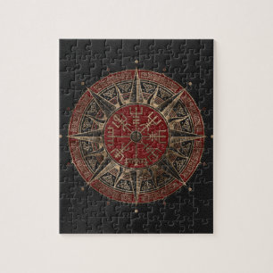 Vegvisir - Viking kompass - svart och rött läder Pussel