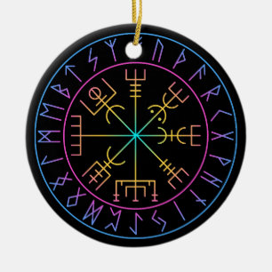 Vegvisir Viking Kompass Symbol Design Julgransprydnad Keramik