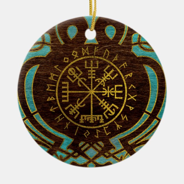 Vegvisir - Viking navigeringkompass Julgransprydnad Keramik (Framsidan)