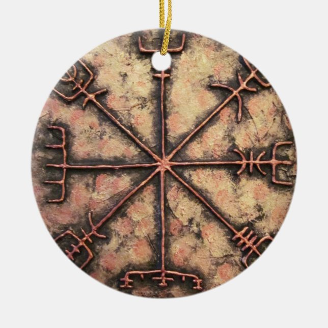 Vegvisir, Viking Rune, Rune-trollformel Julgransprydnad Keramik (Framsidan)