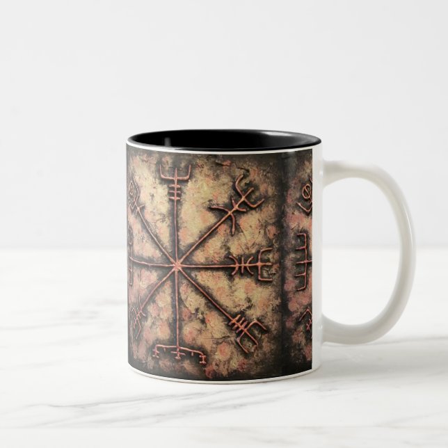 Vegvisir, Viking Rune, Rune-trollformel Två-Tonad Mugg (Höger)