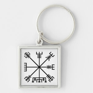 Vegvisir Viking Symbol Fyrkantig Silverfärgad Nyckelring