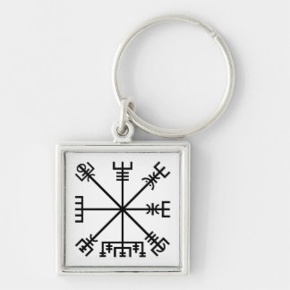Vegvisir Viking Symbol Fyrkantig Silverfärgad Nyckelring