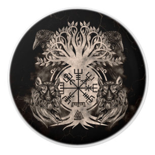 Vegvisir-Yggdrasil med raders och Vargar Knopp