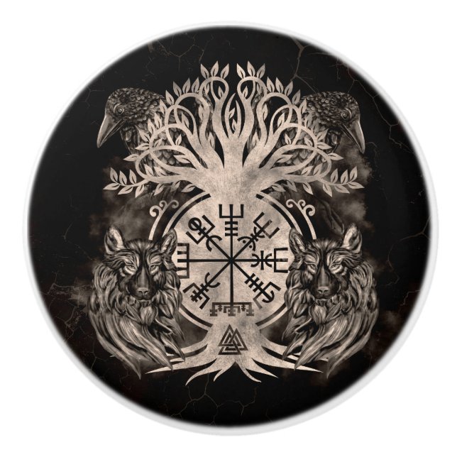 Vegvisir-Yggdrasil med raders och Vargar Knopp (Framsidan)