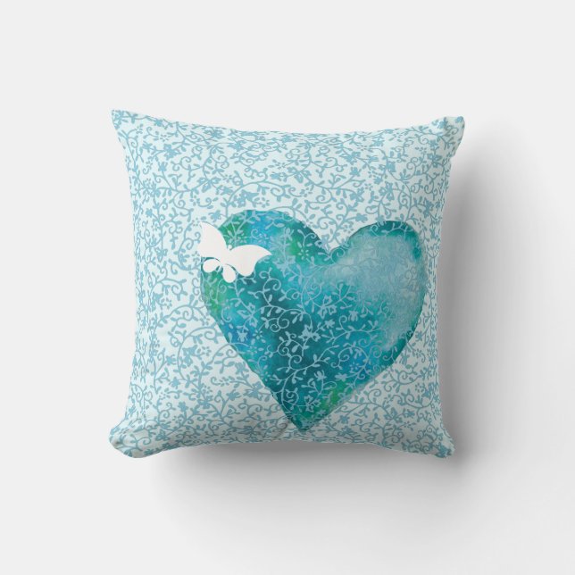 Veiled Blue Heart Kudde (Framsida)