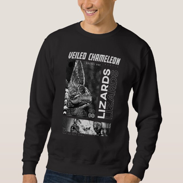 Veiled Chameleon Modern Streetwear Reptile Keeper Lång Ärmad Tröja (Framsida)