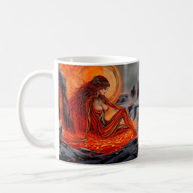 ’Veins of the Volcano’ - Volcanic Woman Porträtt Kaffemugg (Vänster)