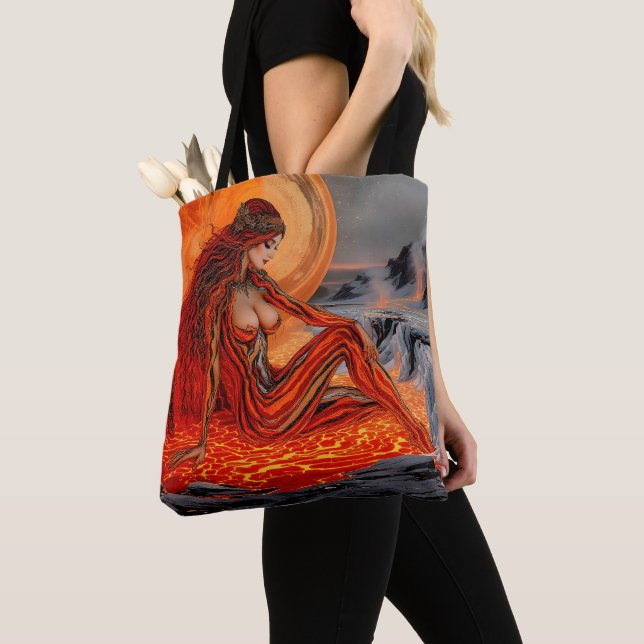 ’Veins of the Volcano’ - Volcanic Woman Porträtt Tygkasse (Närbild)