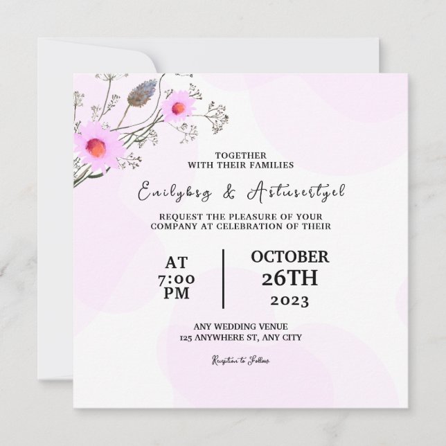 Vektor för bröllopsfärg Blommig kortinbjudan desig Inbjudningar (Framsida)