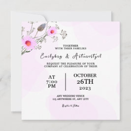 Vektor för bröllopsfärg Blommig kortinbjudan desig Inbjudningar